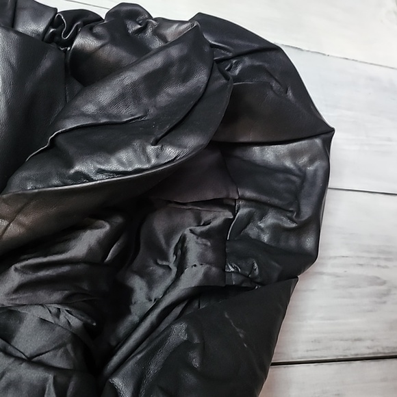 NAKED WARDROBE *RARE* The Statement Runway Ruched Faux Leather Large Dress - Picture 6 of 10